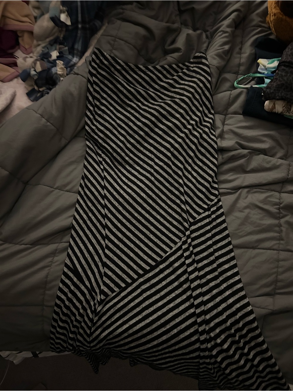 Black and Gray Striped Women’s Maxi Skirt